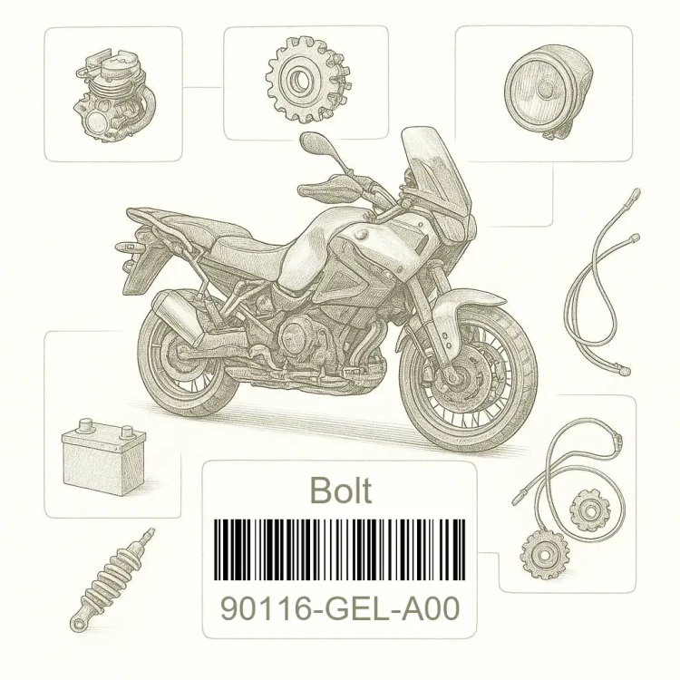 90116-GEL-A00 Bolt, rr. engine, Honda Номер детали 90116-GEL-A00, 90116GELA00