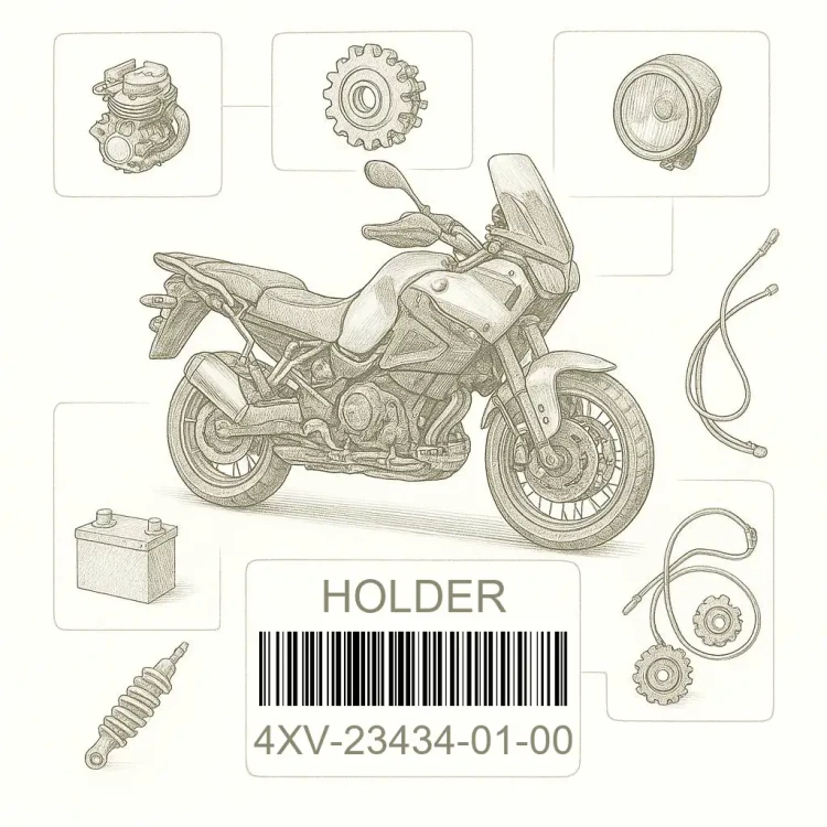 4XV-23434-01-00 HOLDER, DAMPER, Yamaha Номер детали 4XV-23434-01-00, 4XV234340100, 4XV-23434-01, 4XV2343401, 4XV 23434 01