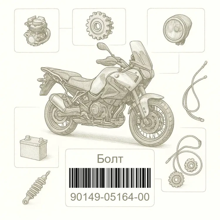 90149-05164-00 Болт, Yamaha Номер детали 90149-05164-00, 901490516400, 90149-05164, 9014905164, 90149 05164
