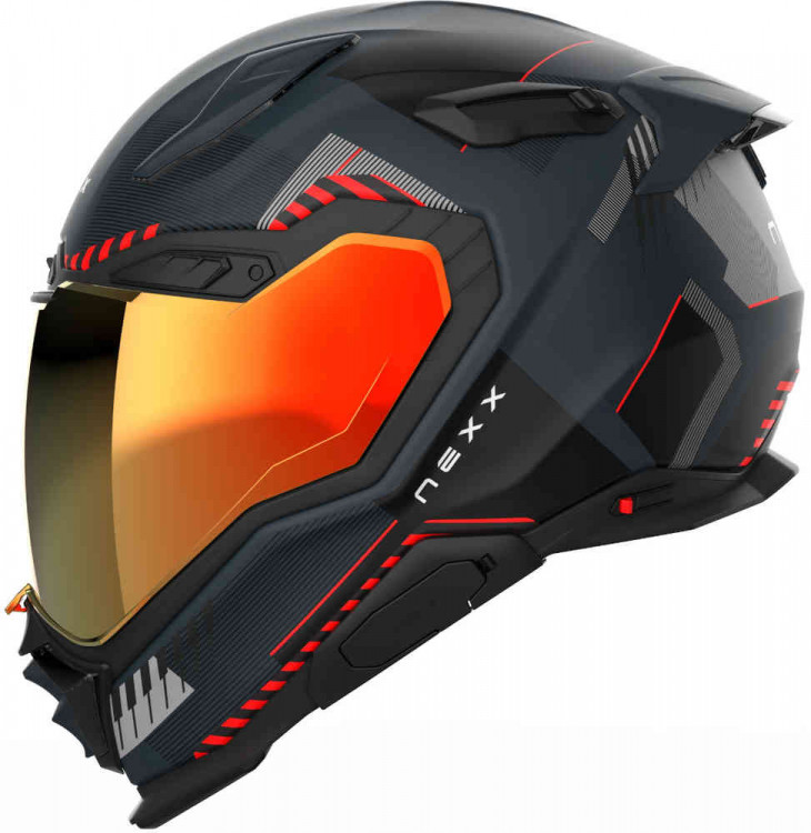 Мотошлем интеграл Nexx X.WST 3 Fluence Серый матовый/красный 01XS30242689700L