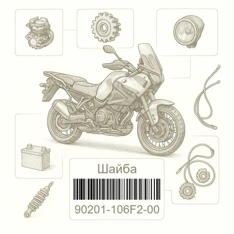 90201-106F2-00 Шайба, Yamaha Номер детали 90201-106F2-00, 90201106F200, 90201-106F2, 90201106F2, 90201 106F2