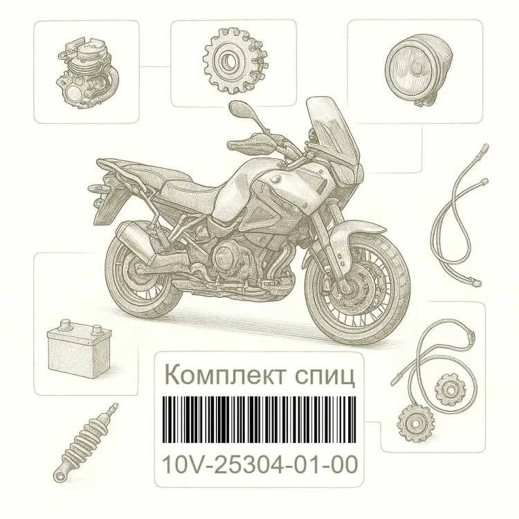 10V-25304-01-00 Комплект спиц, заднего колеса, Yamaha Номер детали 10V-25304-01-00, 10V253040100, 10V-25304-01, 10V2530401, 10V 25304 01