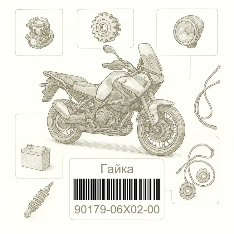 90179-06X02-00 Гайка, Yamaha Номер детали 90179-06X02-00, 9017906X0200, 90179-06X02, 9017906X02, 90179 06X02