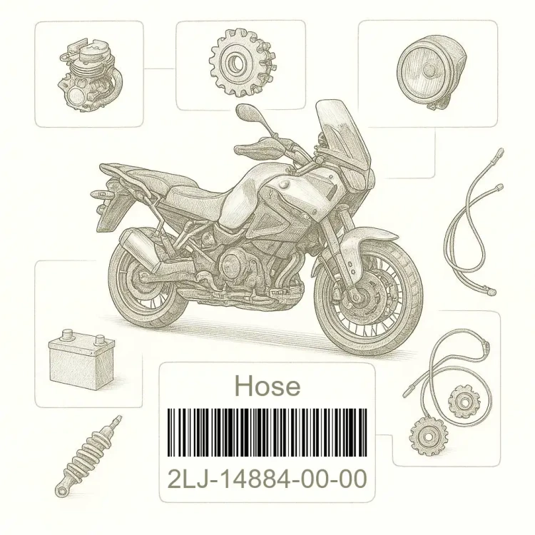 2LJ-14884-00-00 Hose, Bend 4, Yamaha Номер детали 2LJ-14884-00-00, 2LJ148840000, 2LJ-14884-00, 2LJ1488400, 2LJ 14884 00