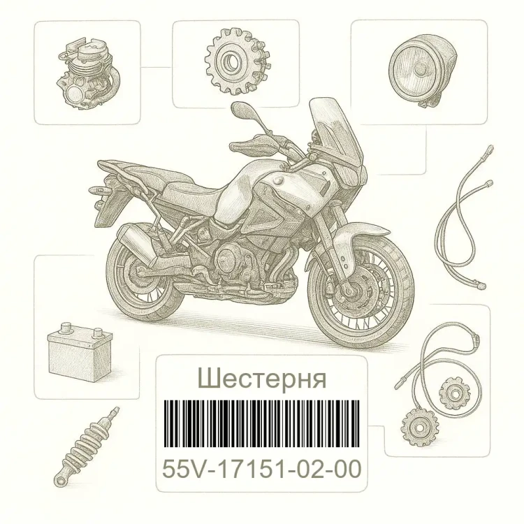55V-17151-02-00 Шестерня, 5-ая, Yamaha Номер детали 55V-17151-02-00, 55V171510200, 55V-17151-02, 55V1715102, 55V 17151 02