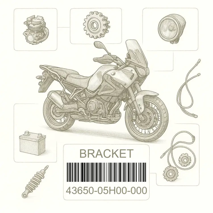 43650-05H00-000 BRACKET,PILLION,R, Suzuki Номер детали 43650-05H00-000, 4365005H00000, 43650-05H00, 4365005H00, 43650 05H00