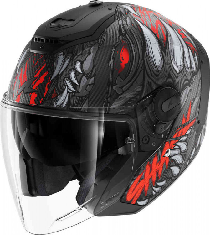 Мотошлем открытый Shark RS Jet Carbon Shaytan карбон/красный матовый HE8213E-KRA-XS