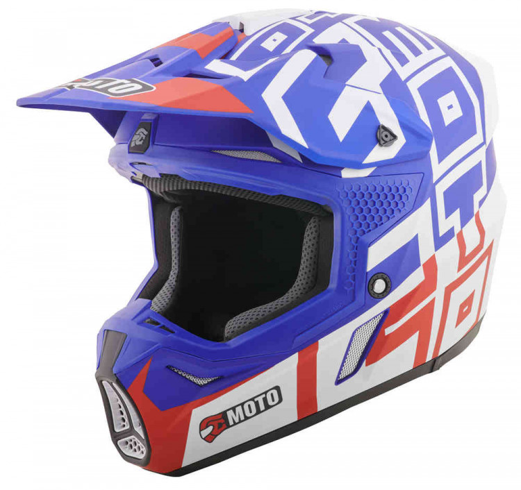 Мотошлем для мотокросса и эндуро FC-Moto Merkur Flex Синий/Красный/Белый FCM-17-MH-004-423-M