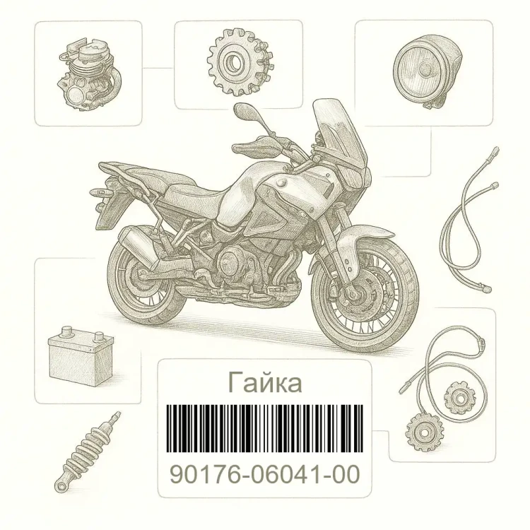 90176-06041-00 Гайка, Yamaha Номер детали 90176-06041-00, 901760604100, 90176-06041, 9017606041, 90176 06041