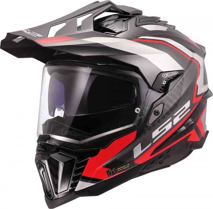 Мотошлем для мотокросса и эндуро LS2 MX701 Explorer Carbon Frontier II карбон/красный 467016408XS