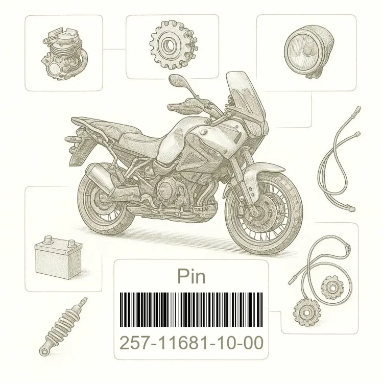 257-11681-10-00 Pin, Crank 1, Yamaha Номер детали 257-11681-10-00, 257116811000, 257-11681-10, 2571168110, 257 11681 10