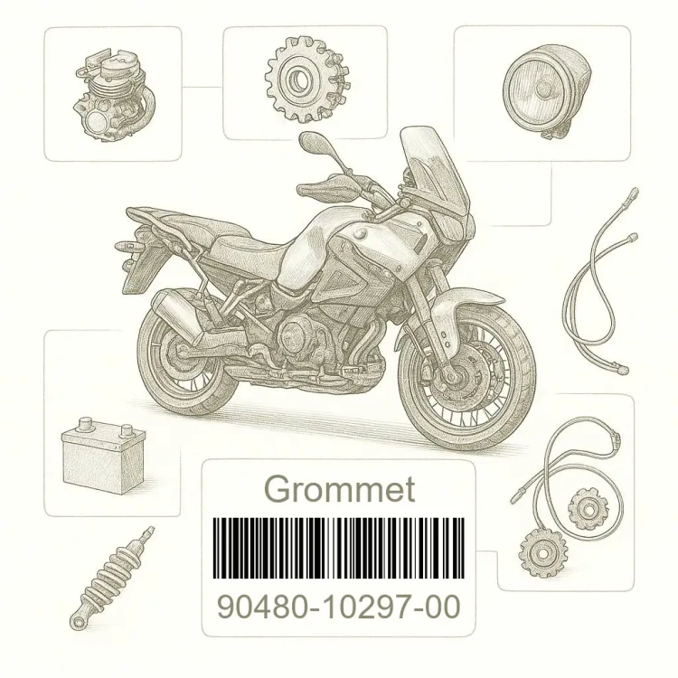 90480-10297-00 Grommet, Yamaha Номер детали 90480-10297-00, 904801029700, 90480-10297, 9048010297, 90480 10297