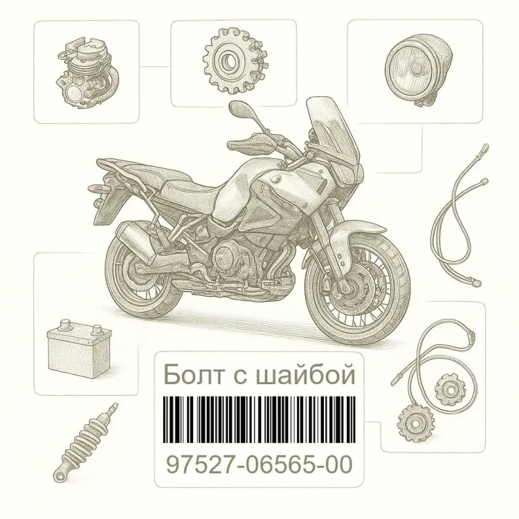 97527-06565-00 Болт с шайбой, Yamaha Номер детали 97527-06565-00, 975270656500, 97527-06565, 9752706565, 97527 06565