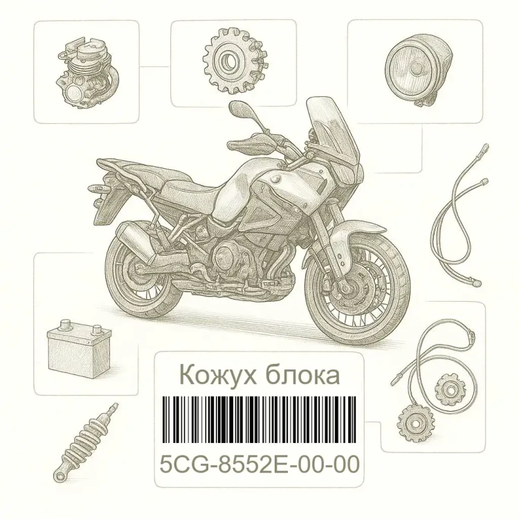 5CG-8552E-00-00 Кожух блока, Yamaha Номер детали 5CG-8552E-00-00, 5CG8552E0000, 5CG-8552E-00, 5CG8552E00, 5CG 8552E 00