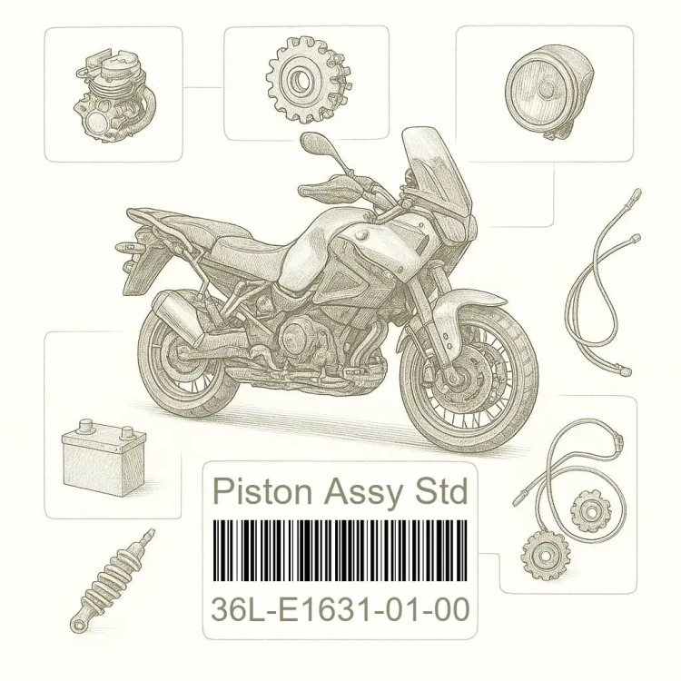 36L-E1631-01-00 Piston Assy Std, Yamaha Номер детали 36L-E1631-01-00, 36LE16310100, 36L-E1631-01, 36LE163101, 36L E1631 01