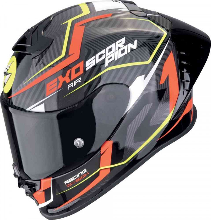 Мотошлем интеграл Scorpion EXO R1 Evo Air II Coup Черный/Красный/Желтый 111-442-259-02