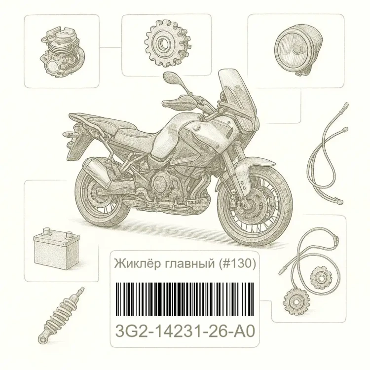 3G2-14231-26-A0 Жиклёр главный (#130), Yamaha Номер детали 3G2-14231-26-A0, 3G21423126A0