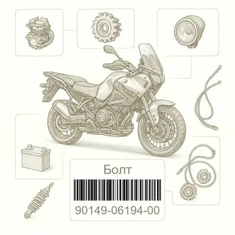 90149-06194-00 Болт, Yamaha Номер детали 90149-06194-00, 901490619400, 90149-06194, 9014906194, 90149 06194