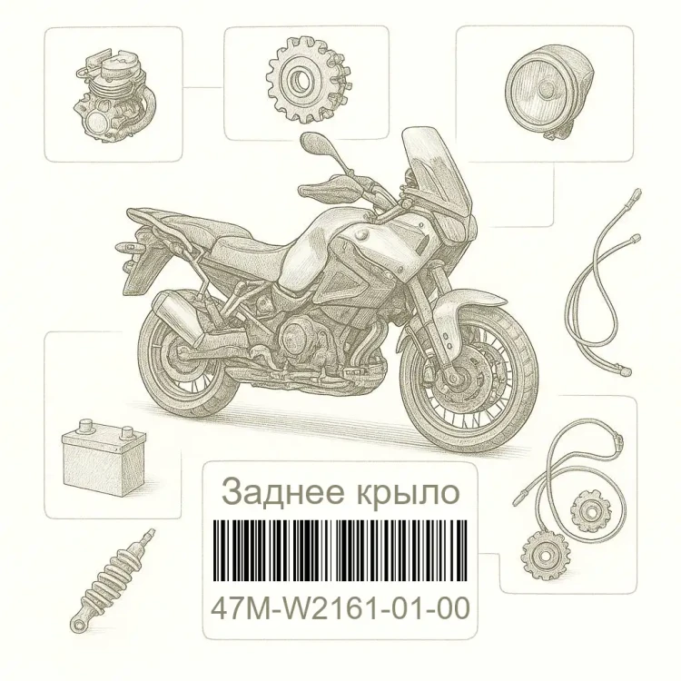 47M-W2161-01-00 Заднее крыло, Yamaha Номер детали 47M-W2161-01-00, 47MW21610100, 47M-W2161-01, 47MW216101, 47M W2161 01