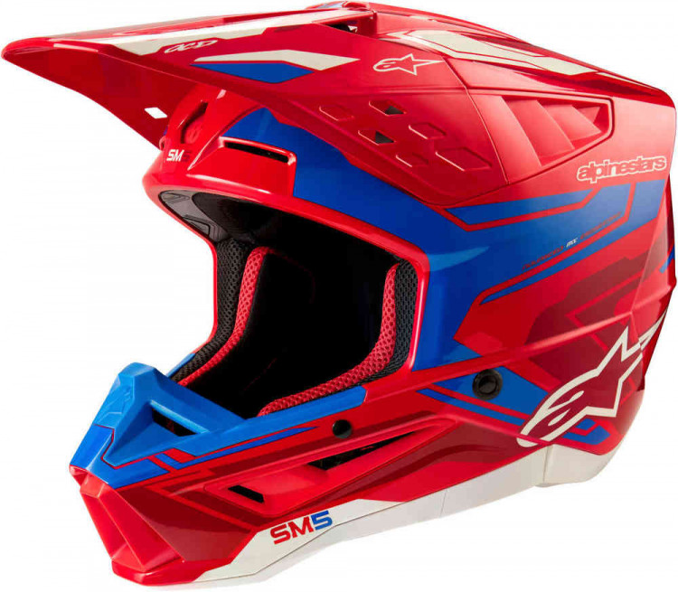Мотошлем для мотокросса и эндуро Alpinestars S-M5 Action 2 2024 Красный/Синий 8306023-3017-S