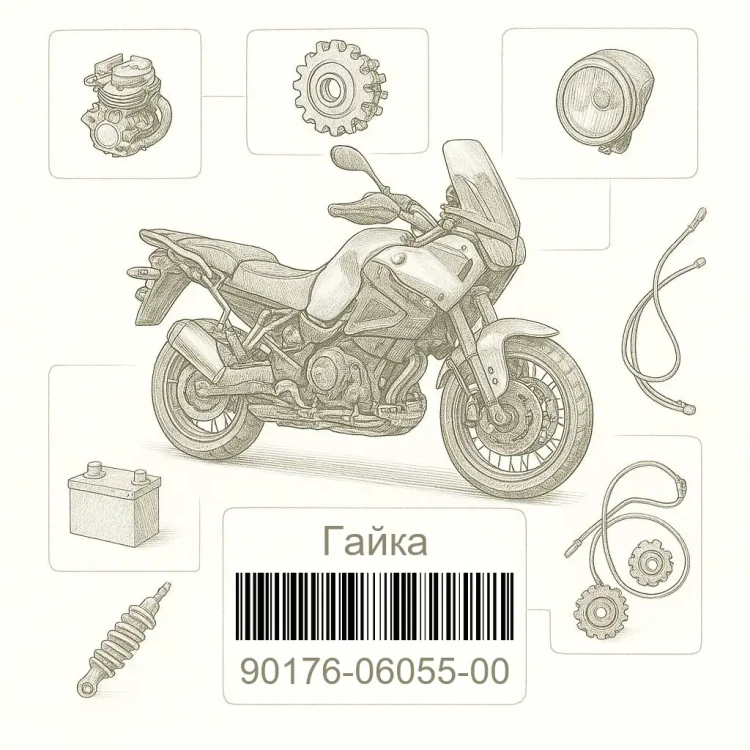 90176-06055-00 Гайка, Yamaha Номер детали 90176-06055-00, 901760605500, 90176-06055, 9017606055, 90176 06055