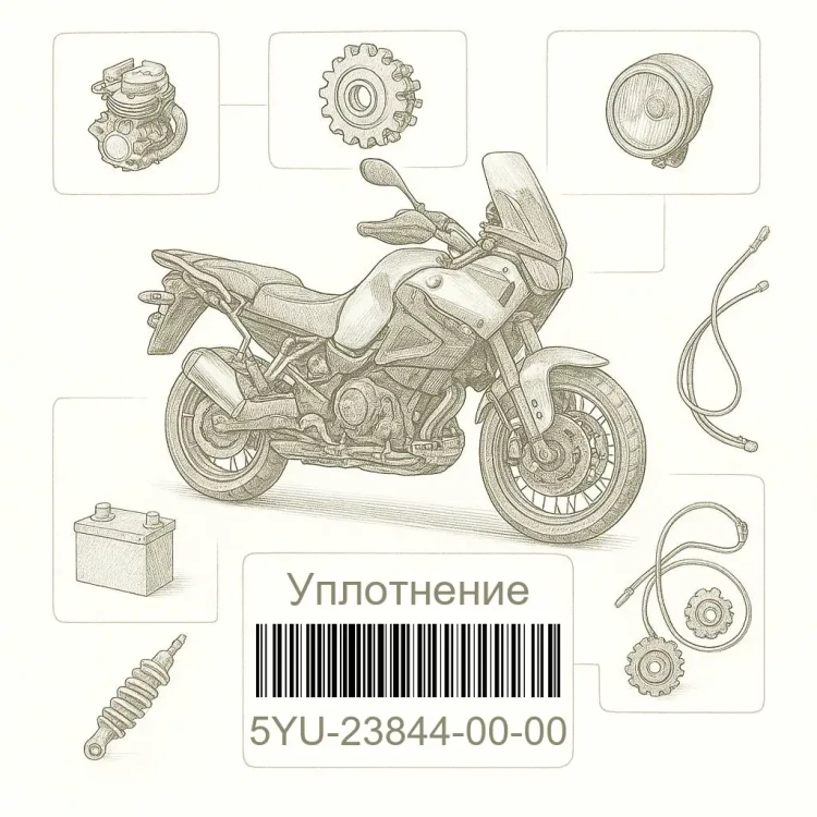 5YU-23844-00-00 Уплотнение, Yamaha Номер детали 5YU-23844-00-00, 5YU238440000, 5YU-23844-00, 5YU2384400, 5YU 23844 00