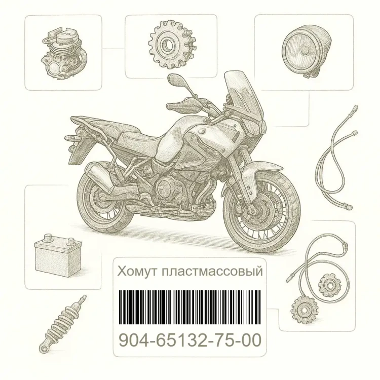 904-65132-75-00 Хомут пластмассовый, Yamaha Номер детали 904-65132-75-00, 904651327500, 904-65132-75, 9046513275, 904 65132 75