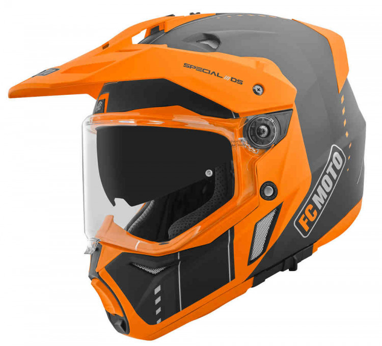 Мотошлем модуляр FC-Moto Merkur Pro Air Черный/Оранжевый FCM-17-MH-002-18-M