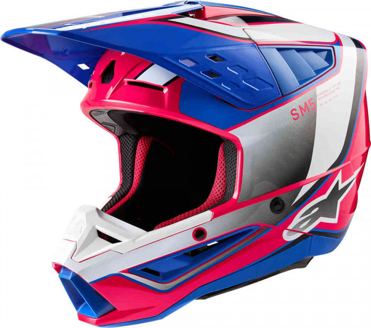 Мотошлем для мотокросса и эндуро Alpinestars S-M5 Sail 2024 Белый/розовый/синий 8306723-2387-S