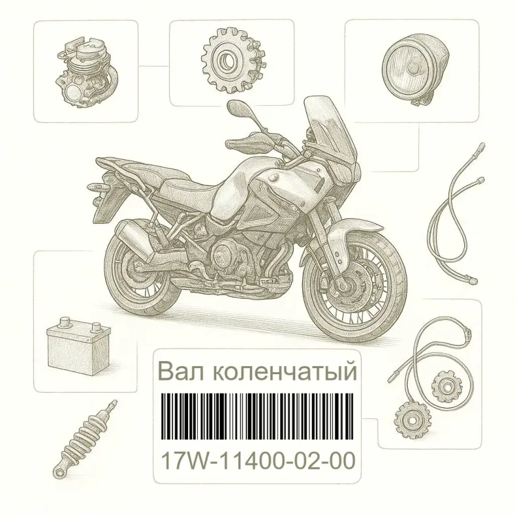17W-11400-02-00 Вал коленчатый, Yamaha Номер детали 17W-11400-02-00, 17W114000200, 17W-11400-02, 17W1140002, 17W 11400 02