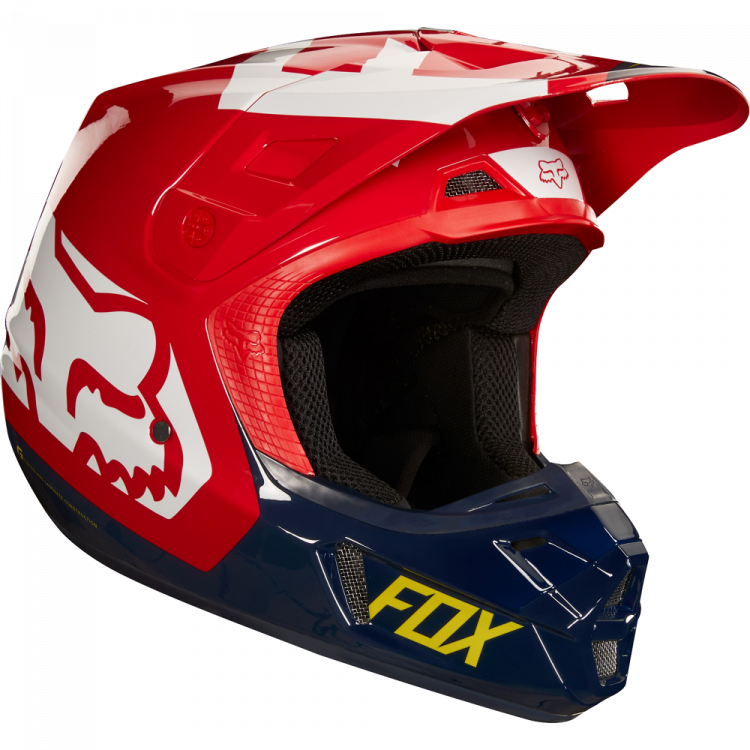 Мотошлем для мотокросса и эндуро FOX V2 Preme Синий/Красный/Белый 19528-248-S