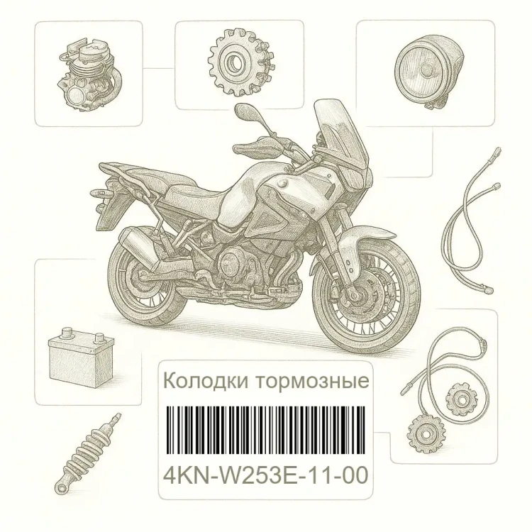 4KN-W253E-11-00 Колодки тормозные, Yamaha Номер детали 4KN-W253E-11-00, 4KNW253E1100, 4KN-W253E-11, 4KNW253E11, 4KN W253E 11