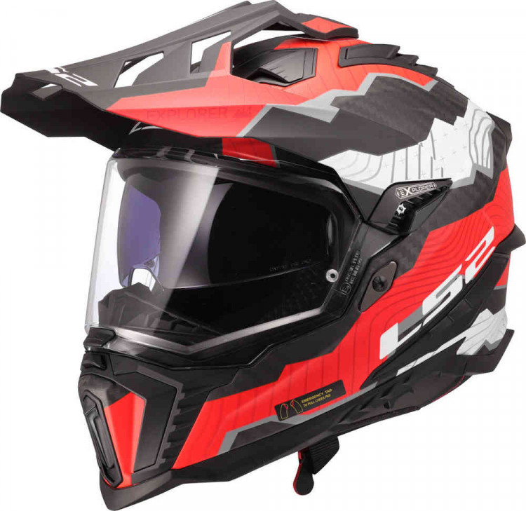 Мотошлем для мотокросса и эндуро LS2 MX701 Explorer Carbon Trick Белый/Красный 467016531XS