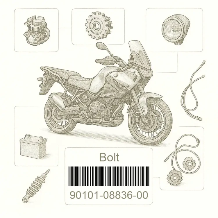 90101-08836-00 Bolt, Yamaha Номер детали 90101-08836-00, 901010883600, 90101-08836, 9010108836, 90101 08836
