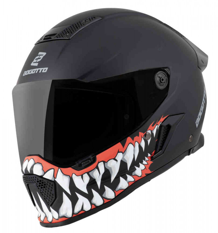 Мотошлем интеграл Bogotto Rapto Jaws Черный/Красный Матовый BGT-17-MH-025-13-XS