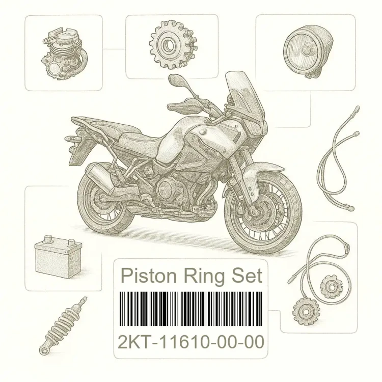 2KT-11610-00-00 Piston Ring Set, Yamaha Номер детали 2KT-11610-00-00, 2KT116100000, 2KT-11610-00, 2KT1161000, 2KT 11610 00