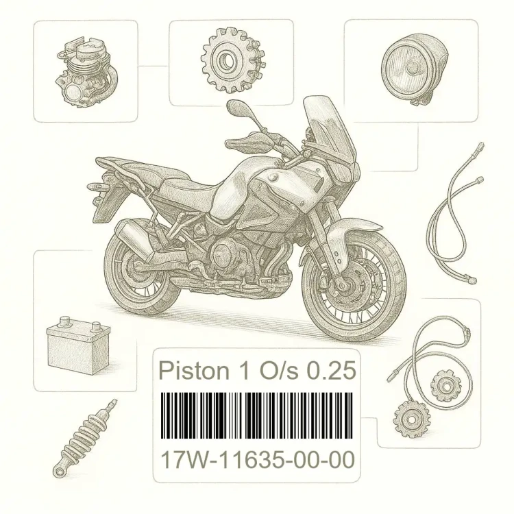 17W-11635-00-00 Piston 1 O/s 0.25, Yamaha Номер детали 17W-11635-00-00, 17W116350000, 17W-11635-00, 17W1163500, 17W 11635 00
