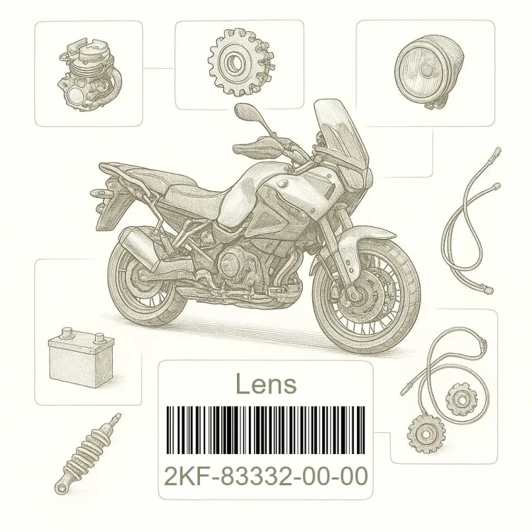 2KF-83332-00-00 Lens, Flasher, Yamaha Номер детали 2KF-83332-00-00, 2KF833320000, 2KF-83332-00, 2KF8333200, 2KF 83332 00