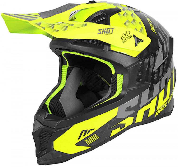Мотошлем для мотокросса и эндуро Shot Lite Carbon Rush Флуоресцентный желтый A0B-21B1-D01-07