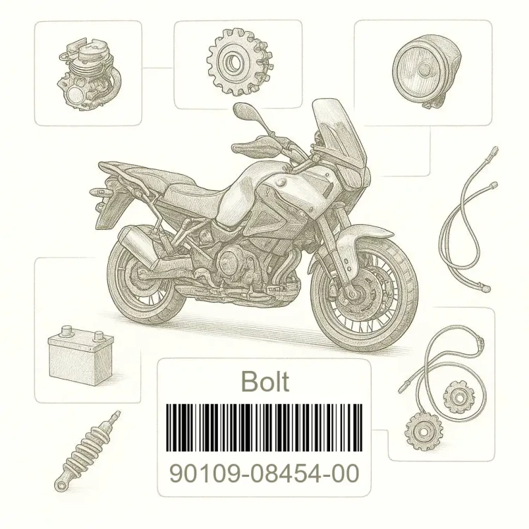 90109-08454-00 Bolt, Yamaha Номер детали 90109-08454-00, 901090845400, 90109-08454, 9010908454, 90109 08454