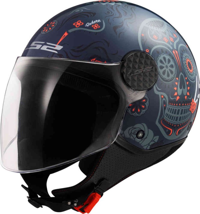 Мотошлем открытый LS2 OF558 Sphere Lux II Maxca Синий/Оранжевый 365587324XXL