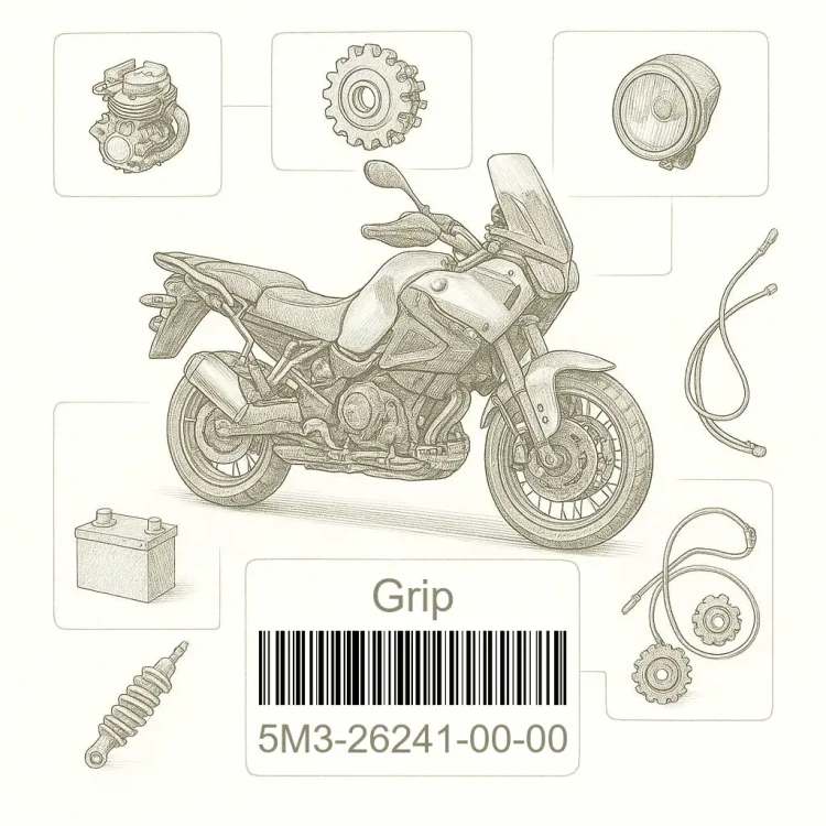 5M3-26241-00-00 Grip, Yamaha Номер детали 5M3-26241-00-00, 5M3262410000, 5M3-26241-00, 5M32624100, 5M3 26241 00