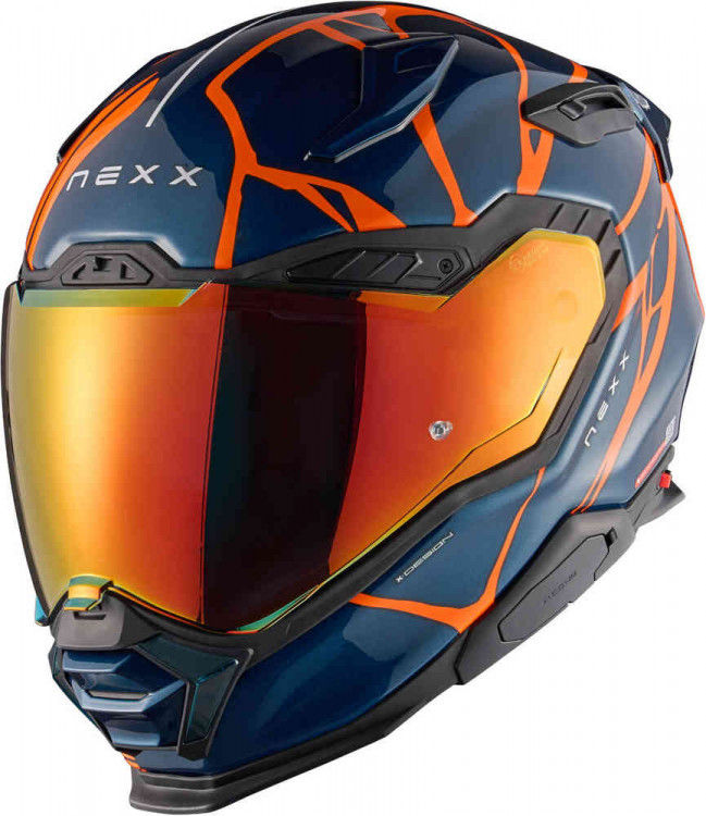 Мотошлем интеграл Nexx X.WST 3 B-Side тёмно-синий/оранжевый матовый 01XS303477782XXS