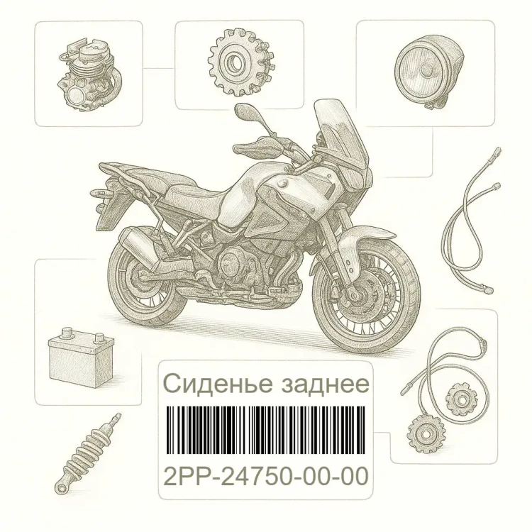 2PP-24750-00-00 Сиденье заднее, Yamaha Номер детали 2PP-24750-00-00, 2PP247500000, 2PP-24750-00, 2PP2475000, 2PP 24750 00