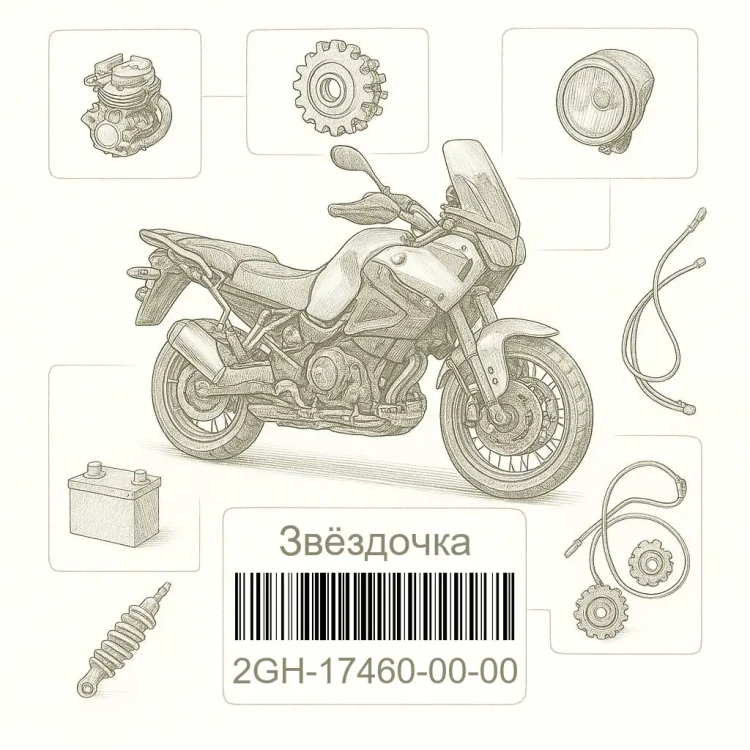 2GH-17460-00-00 Звёздочка, 16T (2GH1746160), Yamaha Номер детали 2GH-17460-00-00, 2GH174600000, 2GH-17460-00, 2GH1746000, 2GH 17460 00