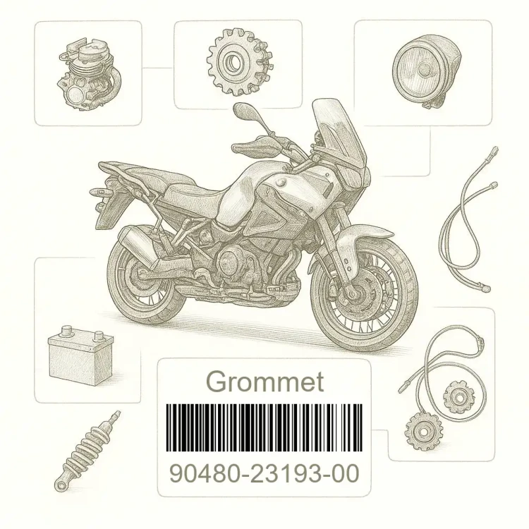 90480-23193-00 Grommet, Yamaha Номер детали 90480-23193-00, 904802319300, 90480-23193, 9048023193, 90480 23193