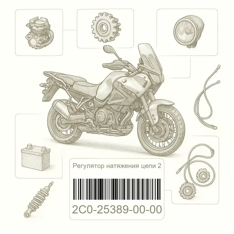 2C0-25389-00-00 Регулятор натяжения цепи 2, Yamaha Номер детали 2C0-25389-00-00, 2C0253890000, 2C0-25389-00, 2C02538900, 2C0 25389 00