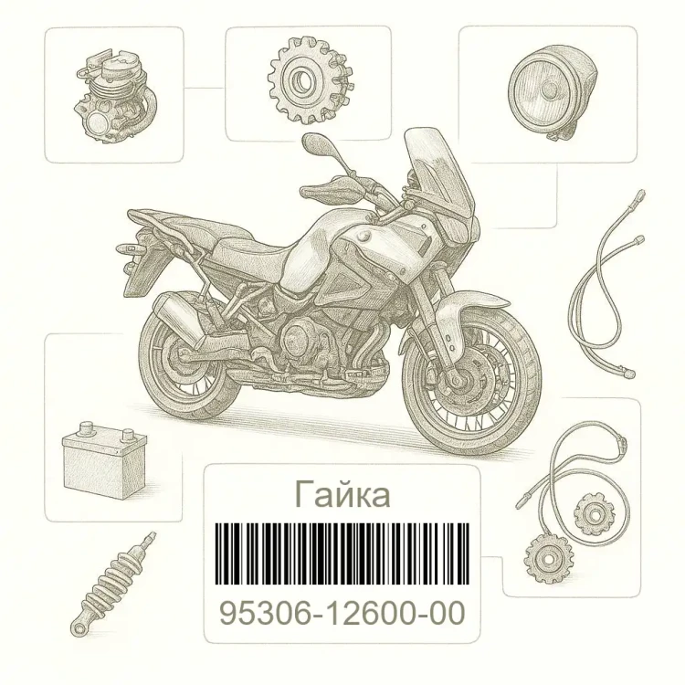 95306-12600-00 Гайка, Yamaha Номер детали 95306-12600-00, 953061260000, 95306-12600, 9530612600, 95306 12600