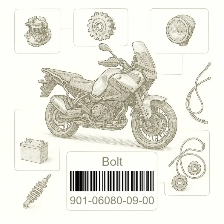 901-06080-09-00 Bolt, Dome Head, Yamaha Номер детали 901-06080-09-00, 901060800900, 901-06080-09, 9010608009, 901 06080 09