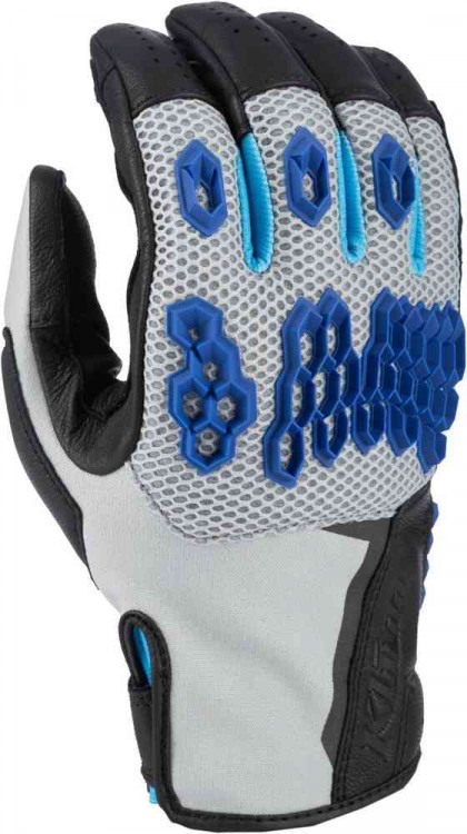 Мотоперчатки для города, спорта и туринга Klim Baja S4 2025 perforated Mesh Leather/Textile Enduro Motorcycle Gloves Синий/Серый 4063-001-120-636